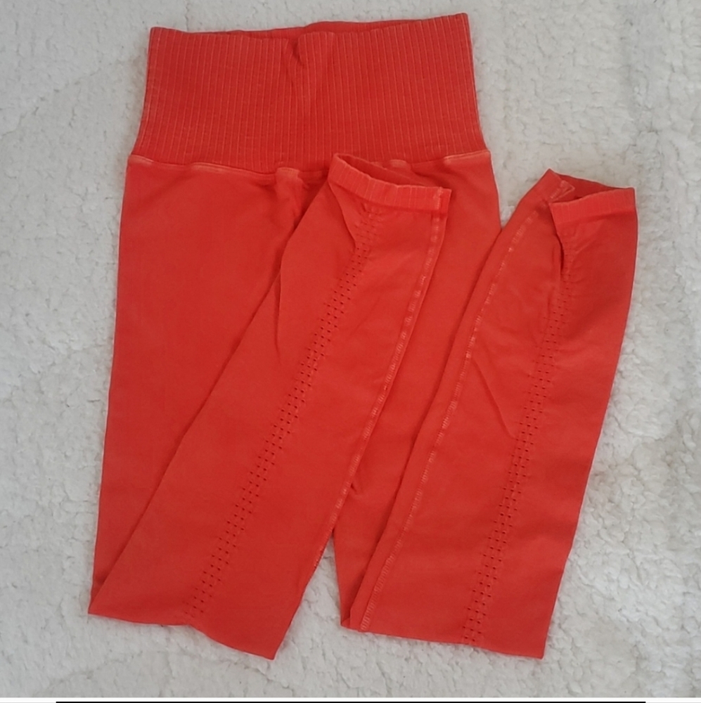 Free People High Rise 7/8 Length Good Karma Leggings Washed Red Apple